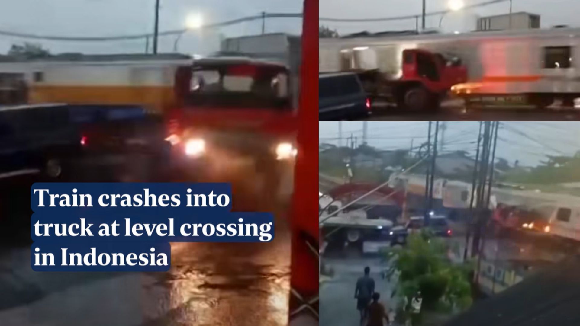 印尼火车撞卡车现场曝光！只因司机这个致命判断失误！悲剧瞬间发生…